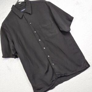 Club Room Shirt Mens M Black Linen Resort Minimalist Vacation Summer Lightweight